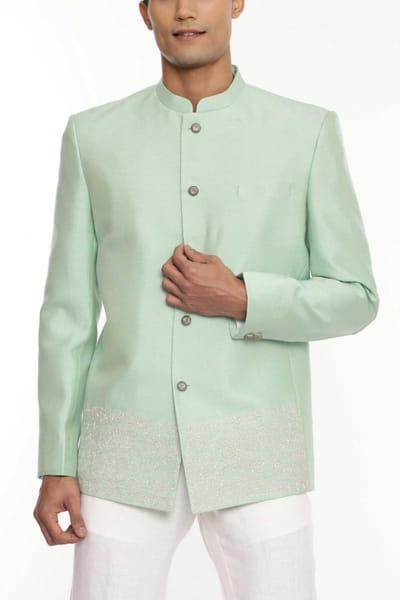 Pastel green bandhgala