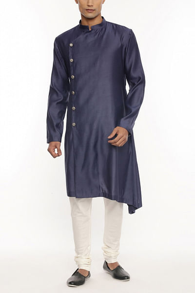 Royal blue satin kurta set