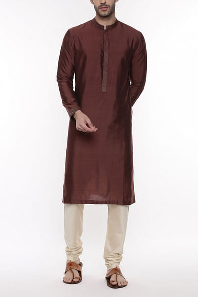 Brown silk kurta set