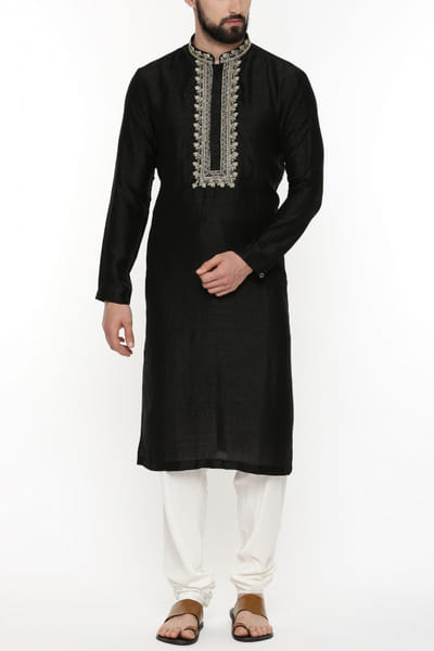 Black embroidered kurta set