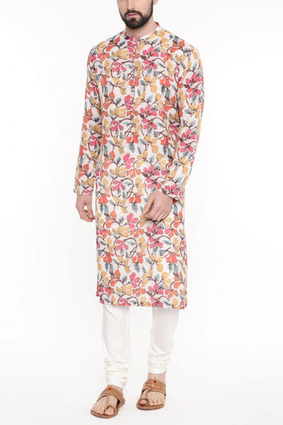 Beige printed kurta set
