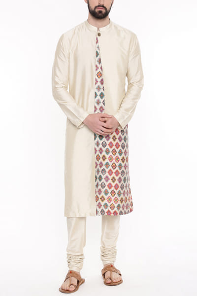 Silk beige kurta set
