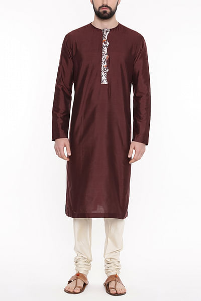 Brown silk kurta set