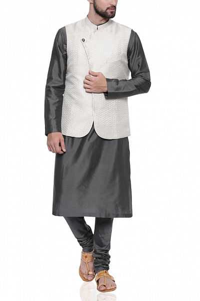 Silk jacquard Nehru jacket
