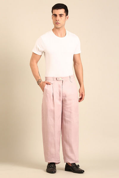 Mauve silk linen trouser