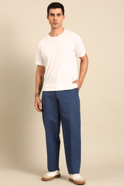 Blue linen trousers