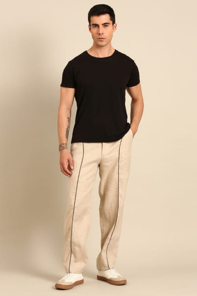 Beige linen trousers