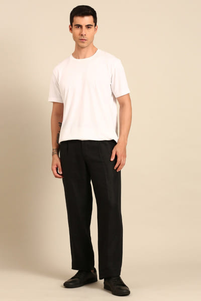 Black linen trousers