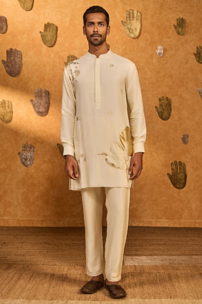 Ivory foil printed kurta set