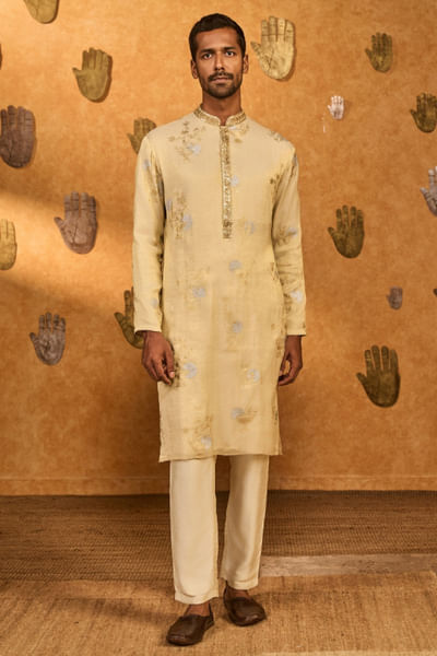 Ivory printed kurta set