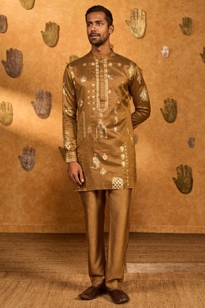 Brown printed kurta set