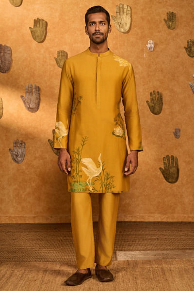 Yellow printed kurta set