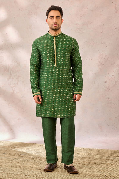Green tree and heart printed kurta