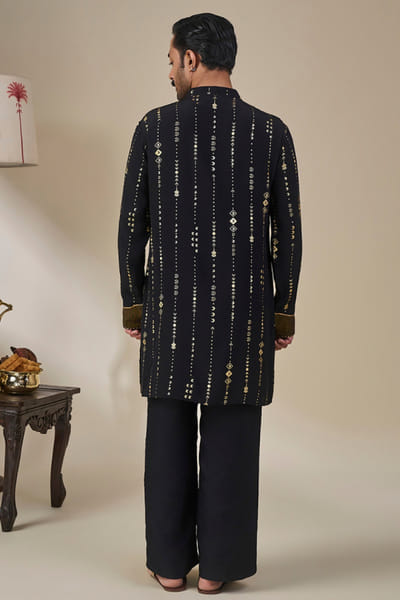 Masaba Black foil print gota embroidered kurta MASAAUG26D151831