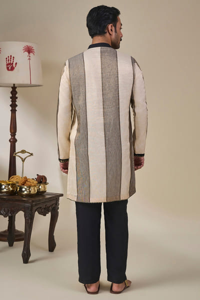 Masaba Black-ivory foil print embroidered kurta set MASAAUG26D151830