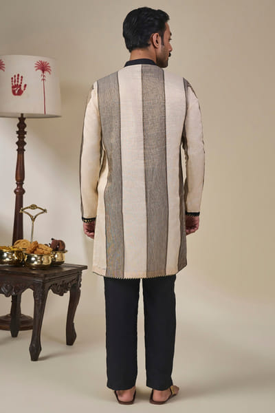 Masaba Black-ivory foil print embroidered kurta MASAAUG26D151829