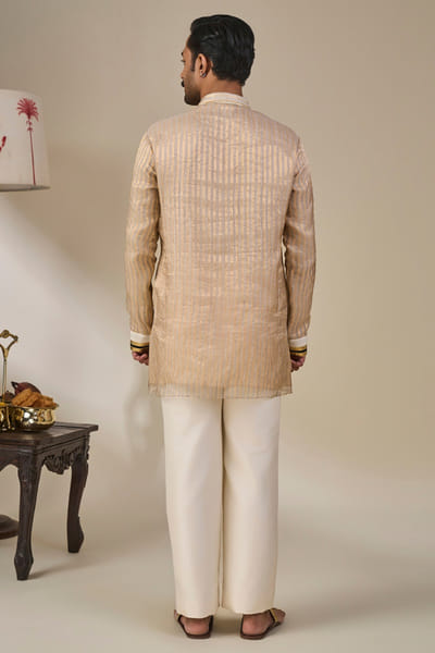 Masaba Gold-ivory embroidered striped kurta set MASAAUG26D151828