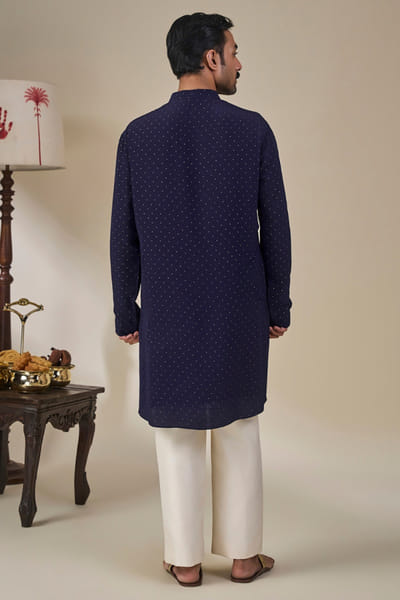 Masaba Midnight blue gold foil print kurta MASAAUG26D151824