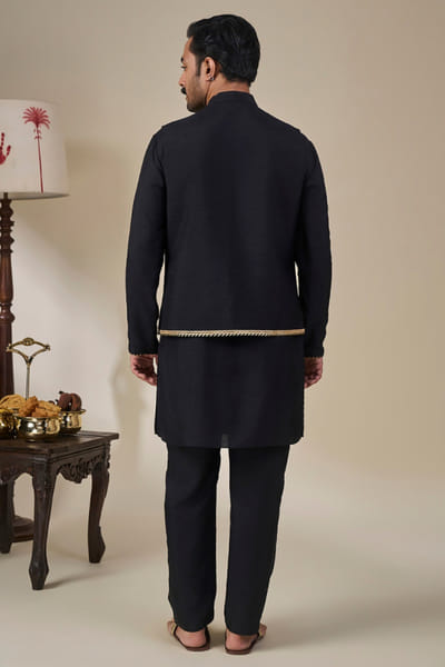 Masaba Black foil print embroidered bandi set MASAAUG26D151833