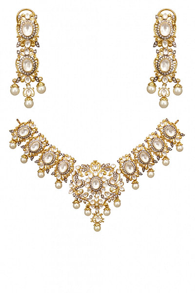 Gold & kundan necklace set