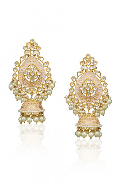 Pink meenakari earrings