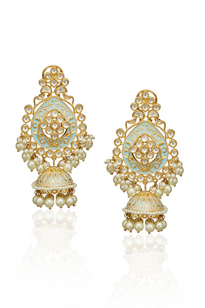 Blue meenakari earrings