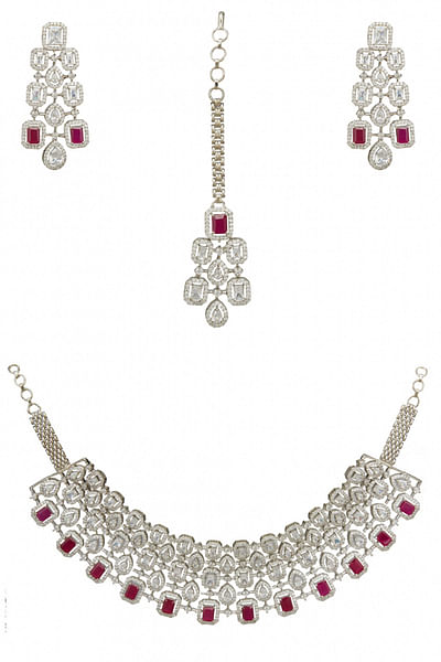 Ruby and faux diamond set