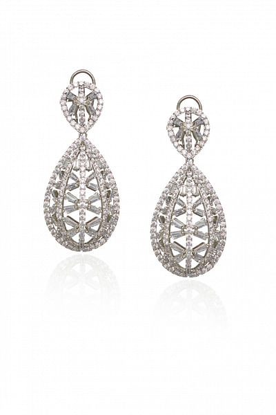 Faux diamond long earrings
