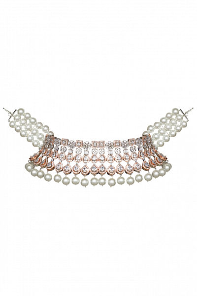 Rose gold and diamond embellished necklace
