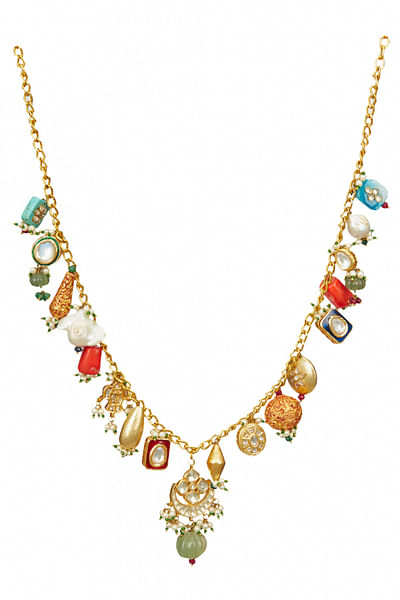Multicoloured semi-precious stones accented necklace