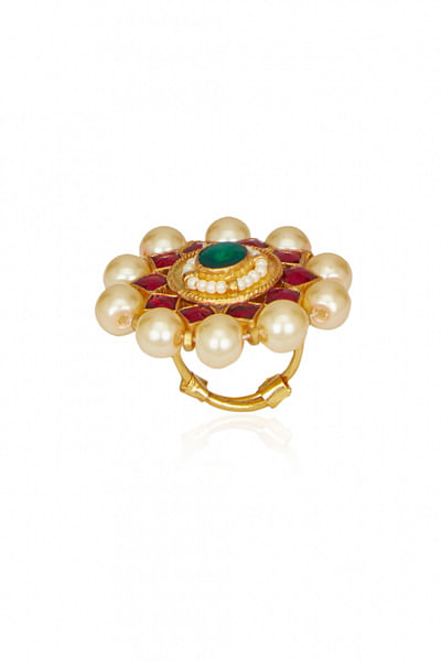 Pearl embellished floral ring