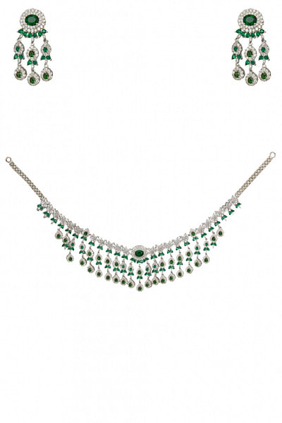 Emerald stone necklace set