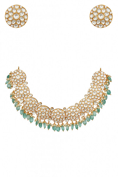 Blue beaded necklace set