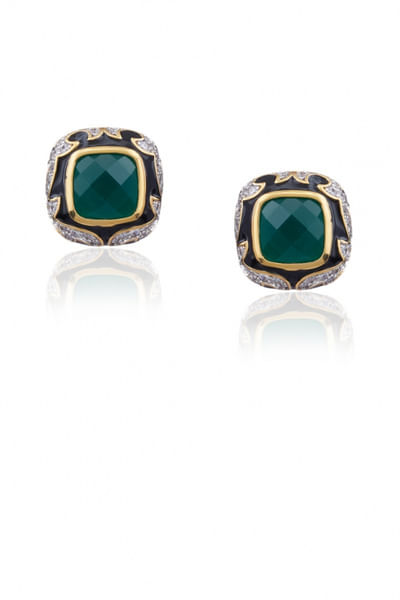 Green stone embellished studs