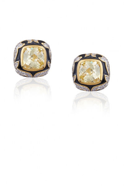 Yellow stone embellished studs
