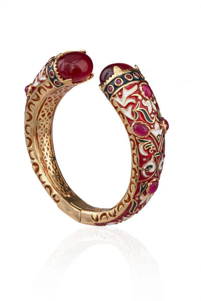 Red and pink meenakari bracelet
