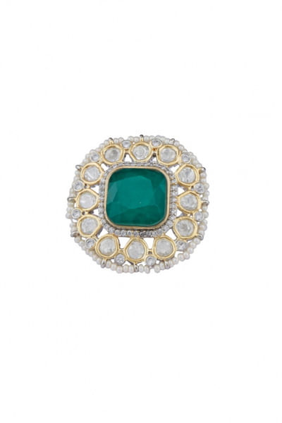 Green stone embellished ring