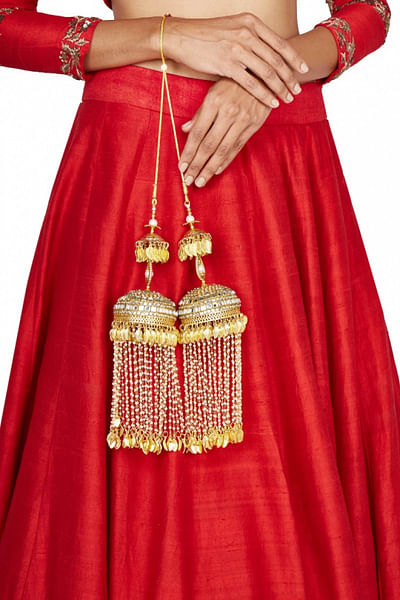 Gold finish mirror embellished kaleeras