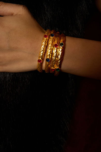 Gold studded cuff bracelet