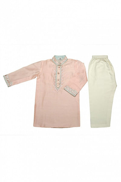 Pink patchwork kurta set