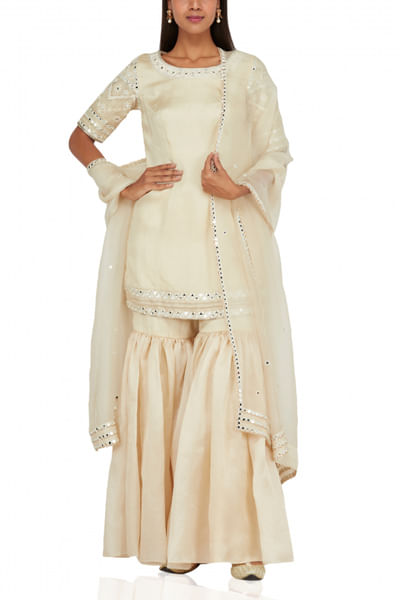 Champagne organza sharara set