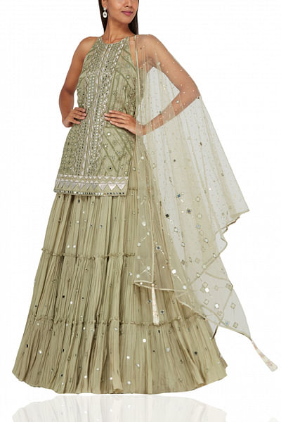 Teal kurta & lehenga set
