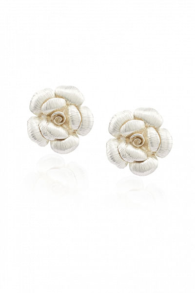 Oxidized silver rose earrings
