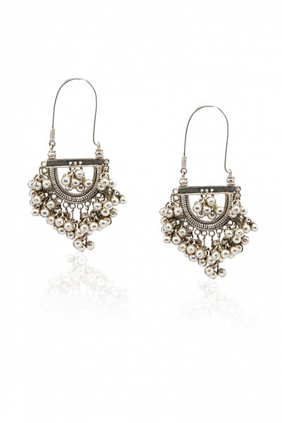 Silver and pearl Afghani earrings