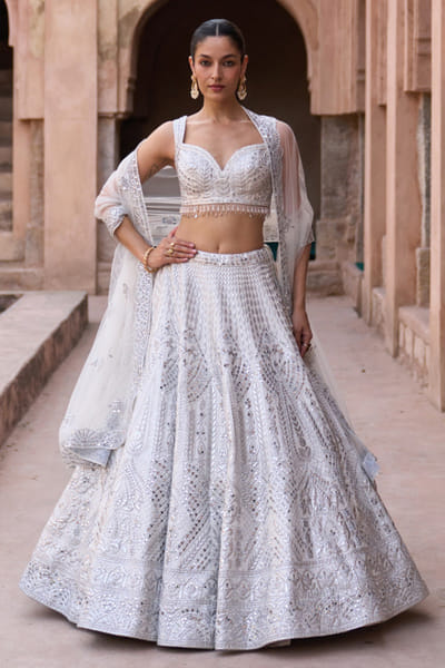 Angad Singh Ivory zardozi embroidered lehenga set ANGAMAY26D145416