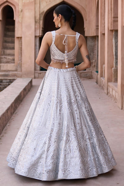 Angad Singh Ivory zardozi embroidered lehenga set ANGAMAY26D145416