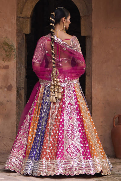 Angad Singh Multicoloured mirror embroidered lehenga set ANGAMAY26D145414