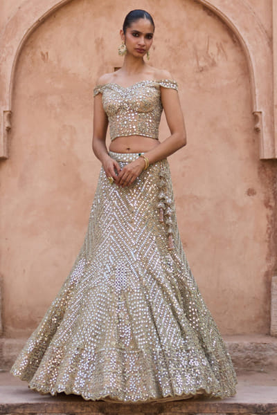 Angad Singh Antique gold zari embroidered lehenga set ANGAMAY26D145429