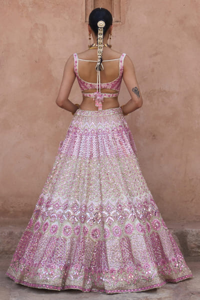 Angad Singh Ivory mirror embroidered lehenga set ANGAMAY26D145430