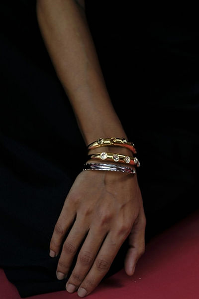 Gold Swarovski crystal studded cuff bracelet